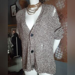 Zara Destroyed Effect Oversized Knit Cardigan